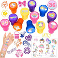 36 Piece Unicorn Party Favors - 24 Tattoos & 12 Stamps