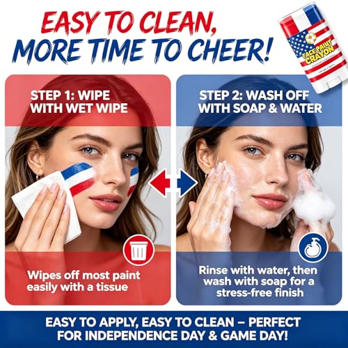 USA World Cup Face Paint Stick – Red White Blue, Easy Twist-Up Body & Cheek Paint