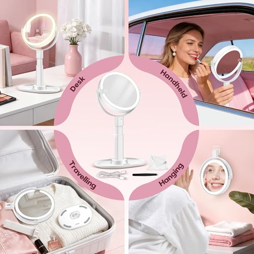 MOMOKUBA Makeup Mirror 30X Magnifying, LED Lighted, Height Adjustable