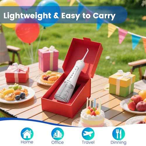 Water Flossers for Teeth, Portable Oral Irrigator Rechargeable Water Dental Flosser Pick with High Pressure 5 Jet Tips, IPX7 Travel Water Flossing for Brace Teeth Cleaner Gum Care