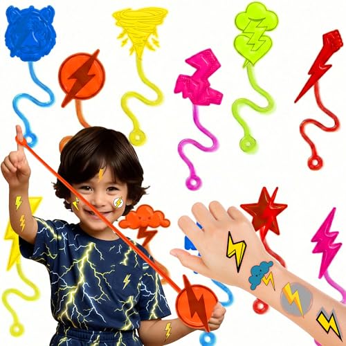 Lightning Stick Hands Party Favors - 48 Piece Set with Tattoos