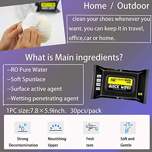 Mygezi 2 Pack Shoe Wipes Cleaner - 60 Disposable Quick Wipes for Dirt & Stains