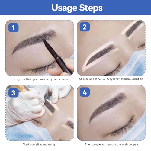 6 Pairs Eyebrow Tattoo Stickers, Microblading Stencil Template Guide
