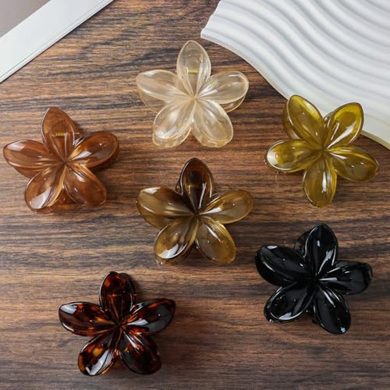 6 Flower Claw Hair Clips for Women - Strong Hold & Stylish