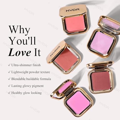 KYDA Baked Blush Powder - Matte & Shimmer Pink, Lightweight Buildable