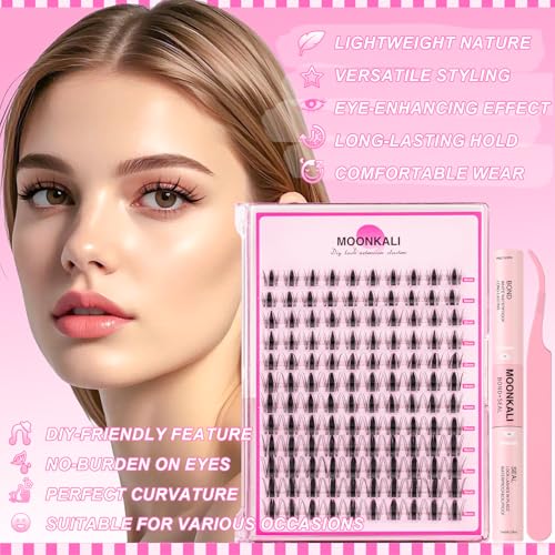 Wispy Lash Clusters Manga Eyelash Clusters Natural Fairy Clear Band Lashes Clusters Spiky 10-16MM Cluster Eyelash Extensions kit Individual Lashes Handmade Versatile DIY Eyelashes Extension Kit