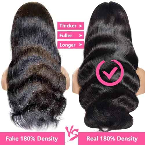 Human Hair Wig Body Wave Lace Front Wigs 180% Density 13x4 Pre Plucked Natural Hairline with Baby Hair HD Frontal Lace Wig For Women 16 inch