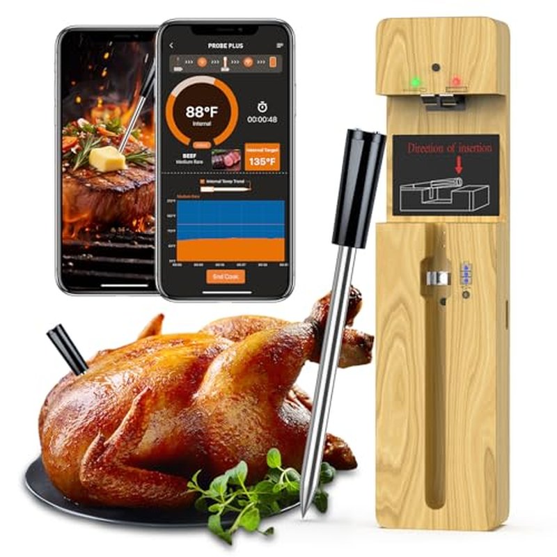MOGUNDAM Wireless Meat Thermometer with Bluetooth & Ceramic Probe