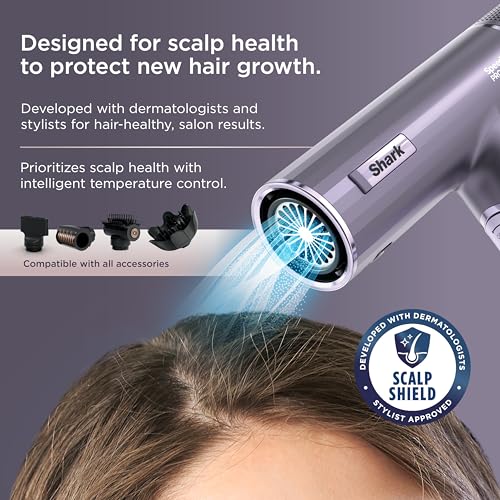 Shark SpeedStyle Pro Flex Hair Dryer with Scalp Shield, Travel Bag, Lilac
