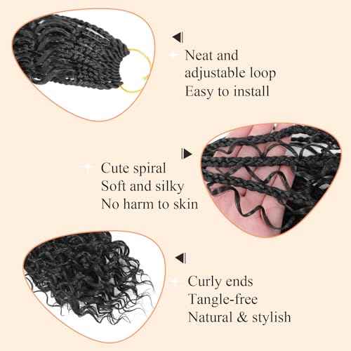 9 Packs Boho Box Braids Crochet Hair 10 Inch Goddess Box Braids Crochet Hair With Curly Ends Pre Looped Synthetic Bohemian Braid Hair Extensions For Women (10 Inch, 1B)
