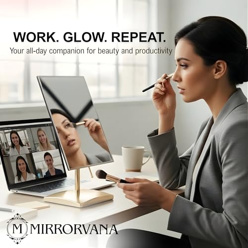 Mirrorvana Gold Large Free Standing Frameless Mirror 9.8 x 7 Inches