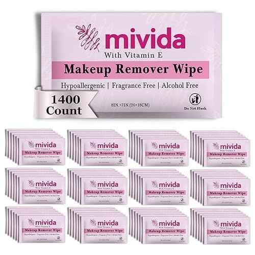 1400-Count Bulk Individually Wrapped Makeup Remover Wipes | Hypoallergenic, Fragrance-Free, Alcohol-Free with Vitamin E | Travel Essentials, Makeup Remover Wipes for Hotels, Airbnb