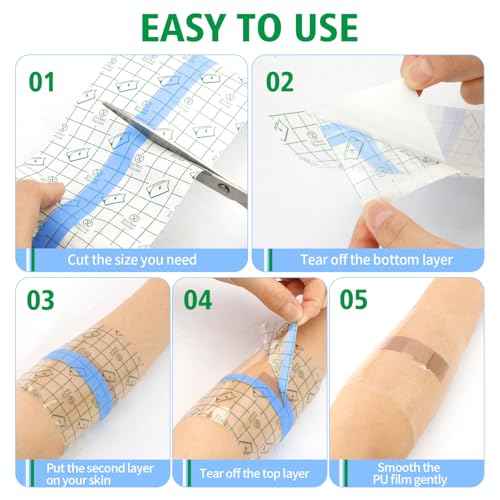 Tattoo Aftercare,Waterproof Bandages for Swimming,2 Inch x 10 Yard Tattoo Cover up Tape,Second Skin Tattoo Cover up Patch,Waterproof Bandaids,Transparent Film Dressing,Adhesive Bandage,Shower Shield