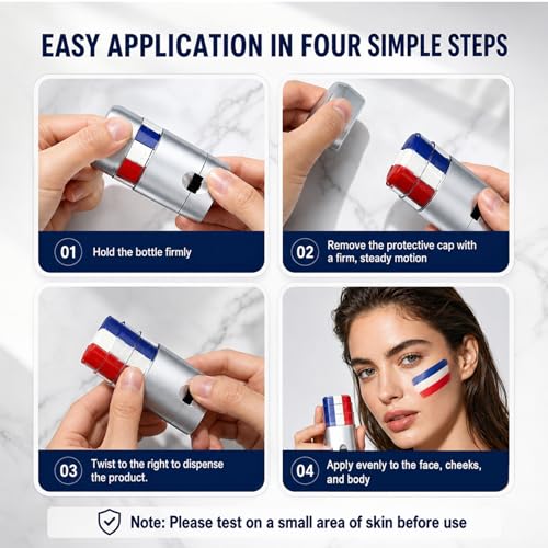 Red White and Blue Face Paint Sticks - 4 Pcs Sports Makeup