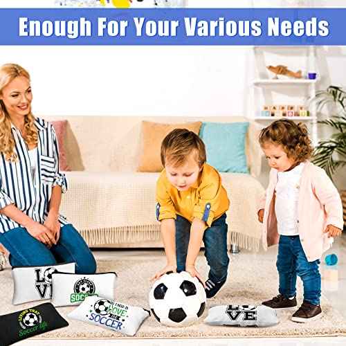 Sweetude 18 Pcs Soccer Gifts Makeup Bag Toiletry Travel Storage Accessories with Zipper Cosmetic Bags Portable Cosmetic Pouch for Soccer Lovers Players Team Fans(Classic)