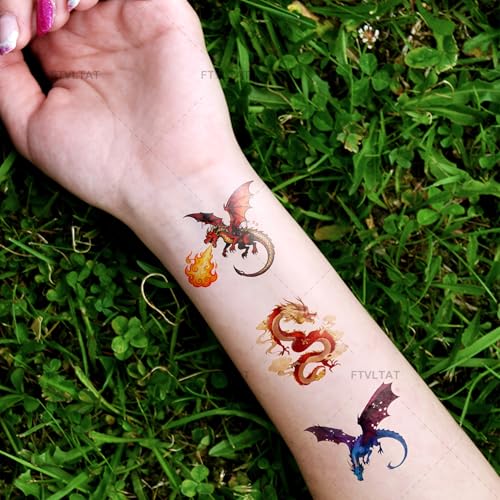 Dragon Temporary Tattoos - 36 Sheets Waterproof Fake Tattoos