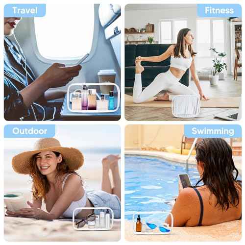 BOBOKA 3PCS Clear Hard Shell Zipper Case for Storage, Portable Waterproof Cosmetic Bag with Zipper, Plastic Clear Pencil Case, Toiletry Pouch, Travel Organizer, Toy Storage Bins