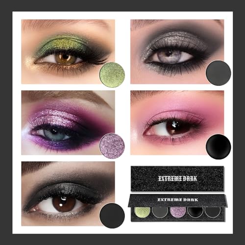 Black Eyeshadow Palette 5 Colors Shimmer Matte Metallic