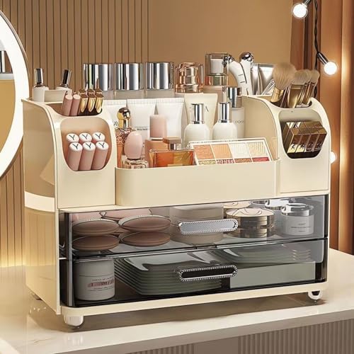 Makeup Organizer with Drawers - Elegant Vanity Storage Case