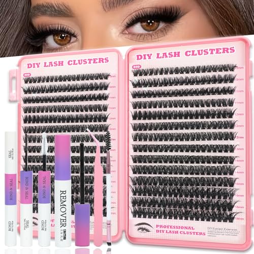 OOPPOO 532 Pcs Fluffy Eyelash Clusters Kit with Bond & Remover