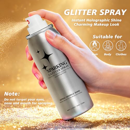 Hair and Body Glitter Spray - 100ml Gold, Quick-Drying