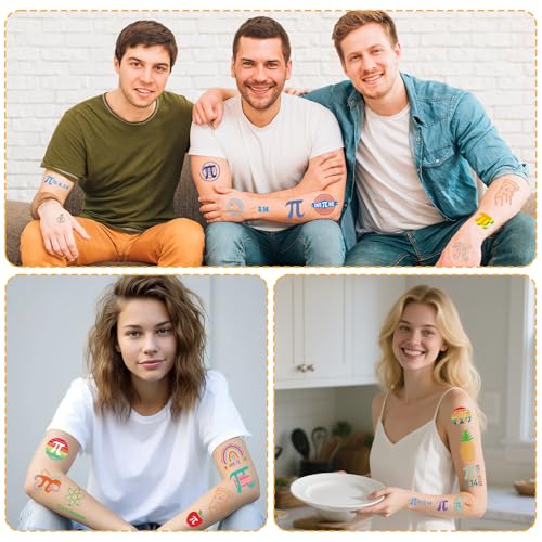 Pi Day Temporary Tattoos - 200+ Happy Pi Day Party Favors Decorations Supplies, Math Symbol Tattoo Stickers for Adults, Math Themed Birthday Party Decor Classroom Prizes Rewards