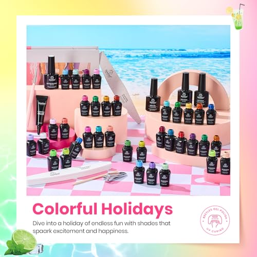 Beetles 47-Piece Gel Nail Polish Kit, 36 Colors with Top & Base Coats