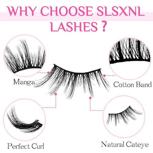 Half Lashes Cat Eye Wispy - Natural Look Manga Lashes 10 Pairs