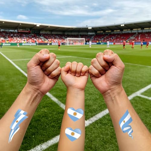 Argentina Flag Temporary Tattoos 40 Pack Waterproof