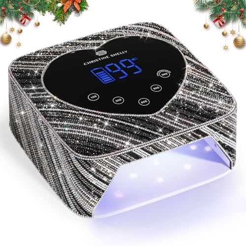 UV LED Nail Lamp 72W Rechargeable Sparkly Nail Dryer Gel Polish Light with 5 Timer Setting Professional Quick Dry Curing Lamp with Display Auto Sensor for Salon & Home, Zebra Diamond