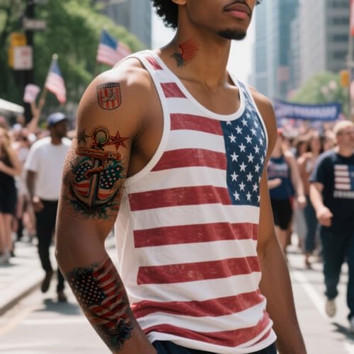 Patriotic Temporary Tattoos USA Flag Waterproof 4th of July