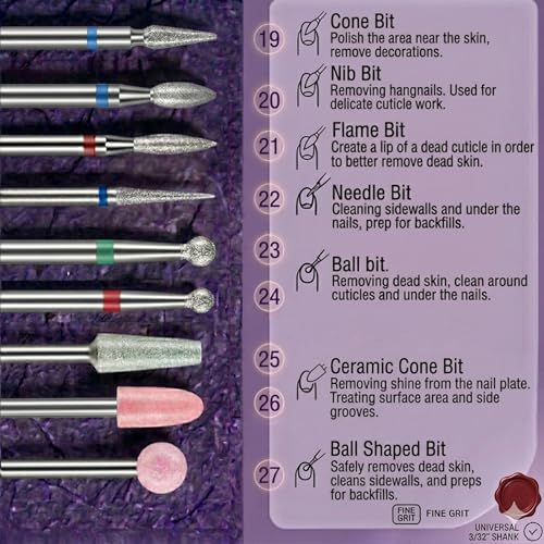 30-Piece Nail Drill Bits Set - Carbide & Ceramic for Manicure & Pedicure