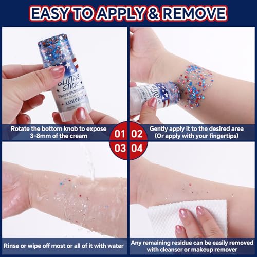 Flag Variation Patriotic Glitter Stick for Face & Body - 4th July, Independence Day, US Soccer Support