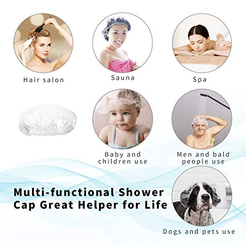 Disposable Shower Caps 100 Pack - Waterproof Clear Elastic Bath Cap