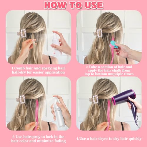 Temporary Hair Chalk 6 Colors - Washable UV Neon Hair Dye