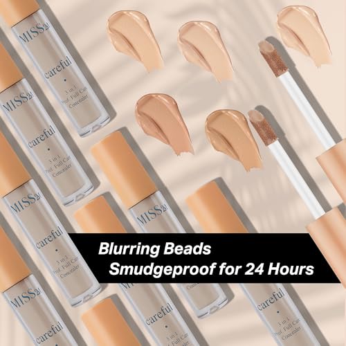 Careful 3-in-1 Matte Concealer, Primer & Plumper with Full-Coverage Pigment for Face & Under Eye Concealer: 102 Neutral Fair, 0.2 Fl Oz