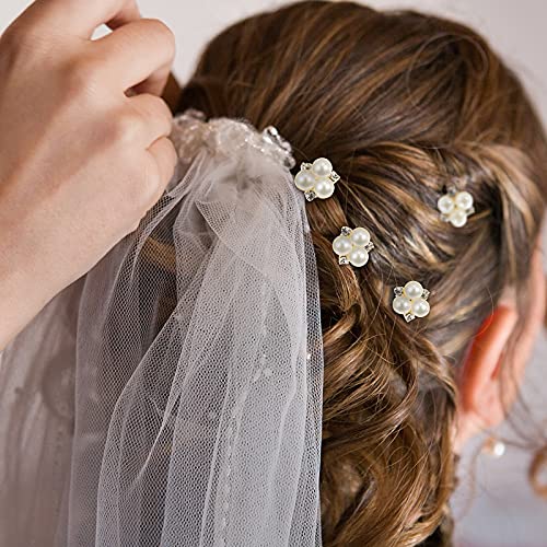 Pearl Hair Pins 18 Pcs Bridal Wedding Rhinestone Bobby Clips Gold