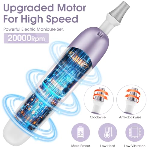 Hoxida Cordless Electric Nail Drill - 10 Speed Manicure & Pedicure Machine