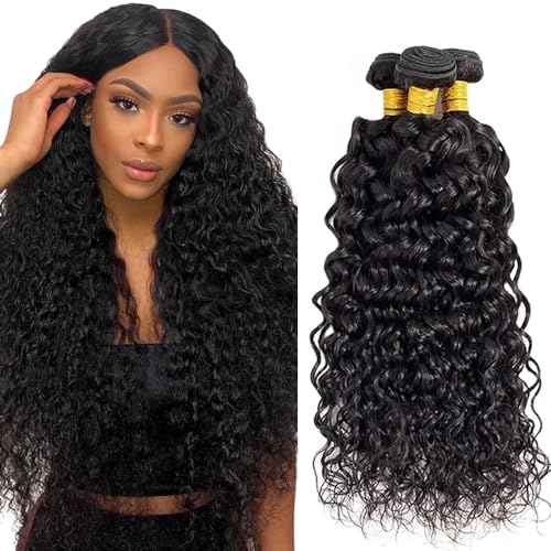 Human Hair Bundles Water Wave Bundles Natural Black Color 12 14 16 Inch Brazilian Unprocessed Virgin Hair Wet And Wavy Human Hair Extensions