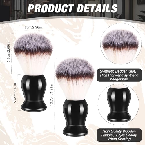 2 Pack Men Shaving Brush,Wet Shave Using Cream & Soap Synthetic Hair Tool with Hard Wood Handle Synthetic Travel Paint Brush for Men Valentine Gifts Hair Salon Tool Home(Black,Classic)