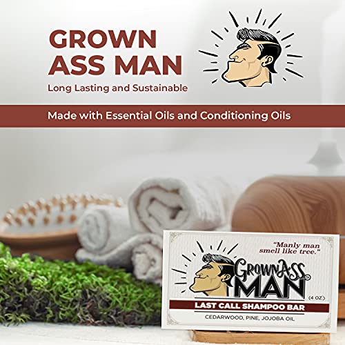 Grown Ass Man Co. Combo Packs - Solid Soap & Shampoo Bars Rich Lather with Natural Oils & Gentle Scrub for Men - Plastic Free & Eco-Friendly, Natural & Organic Deep Clean, 4oz Bars (Last Call 3-Pack)