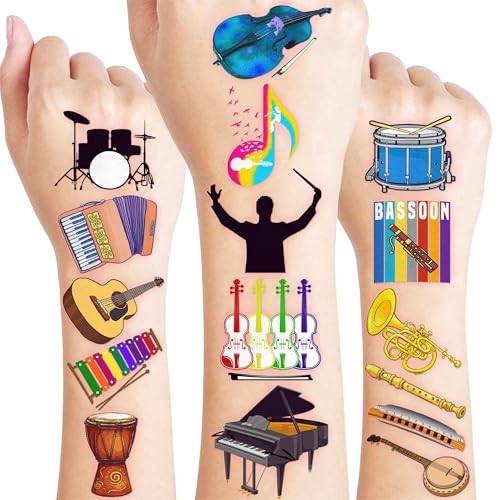 96 PCS Musical Instrument Temporary Tattoos for Kids