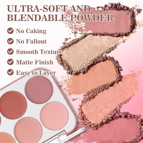 10-Color Blush Palette with Brush – Matte Powder Makeup