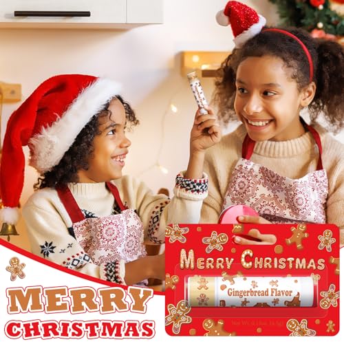 25 Pack Christmas Gingerbread Flavor Lip Balms Gifts Bulk Christmas Party Gifts Stocking Stuffers Small Thank You Appreciation Gifts for Women Men Staff Coworkers Employee Homeless