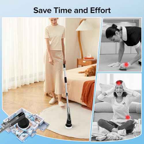 G2-Pro Electric Spin Scrubber - IPX7 Waterproof 10-in-1 Shower Cleaner Brush, Retractable Handle & 2-Speed for Bathroom, Bathtub, Kitchen, Tile Floors
