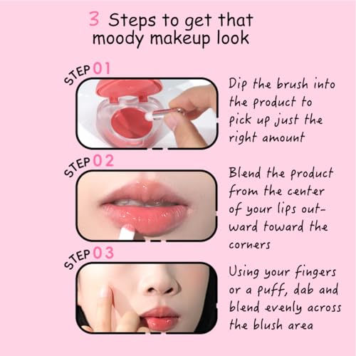 Pudding Lip & Cheek Multi-Use Cream | Heart-Shaped Lip Gloss | Natural Hydrating Glow Multi-Use Dewy Balm with a Long-Lasting and Smudge-Proof Formula (02Lively Girl)