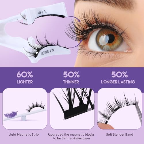 Magnetic Eyelashes with Applicator - Reusable, Glue-Free, Natural Look