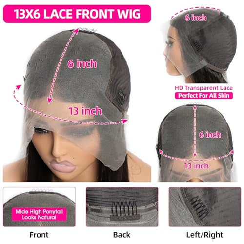 13x6 HD Lace Front Wig Brazilian Virgin Hair 30 Inch