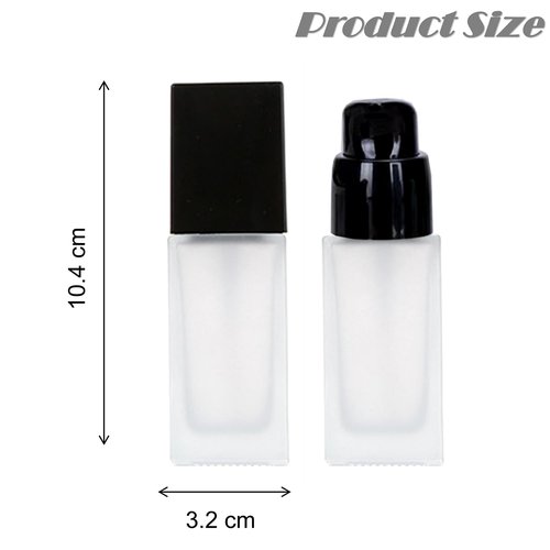 4Packs 30ml/1oz Frosted Glass Foundation Bottles Portable Lotion Dispenser Pump Bottles Empty Refillable Square Liquid Bottle With Press Pump For Essence, Sunscreen, Barrier Cream, Lotion, BB Cream