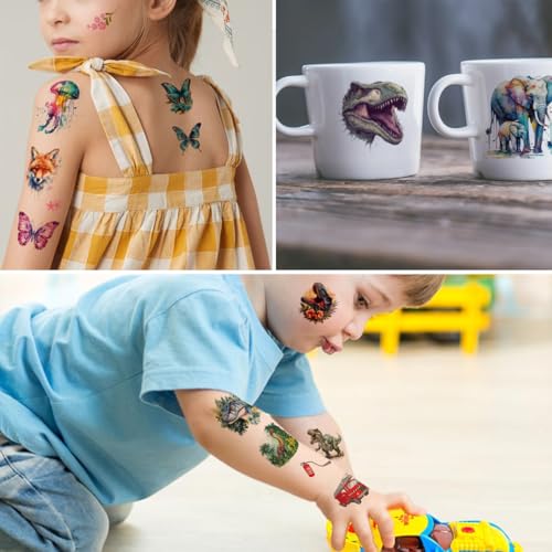 CHARLENT Temporary Tattoos for Kids - 320 Mixed Styles (36 Sheets)